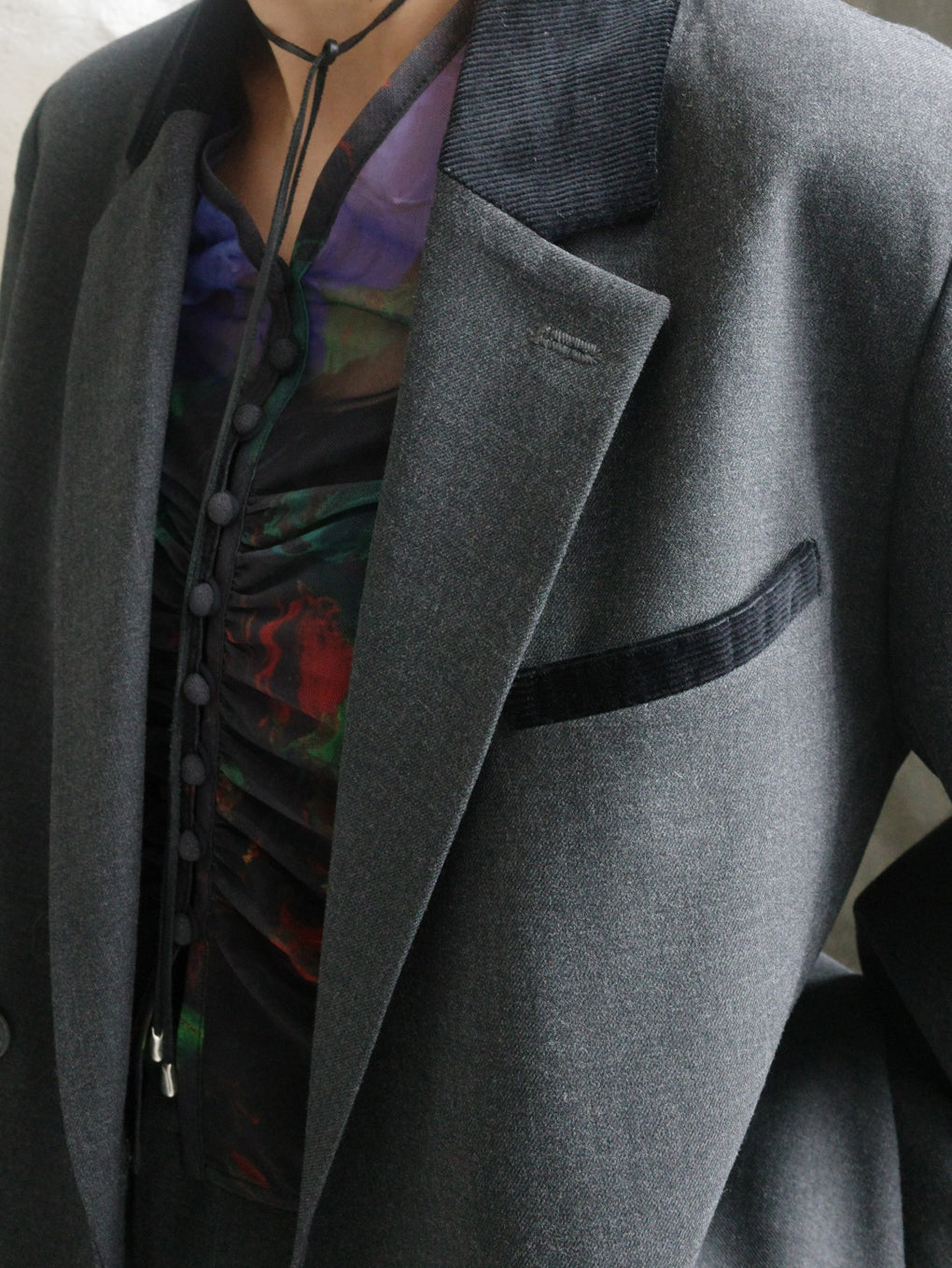 UND MIX FABRIC PATTERN JACKET