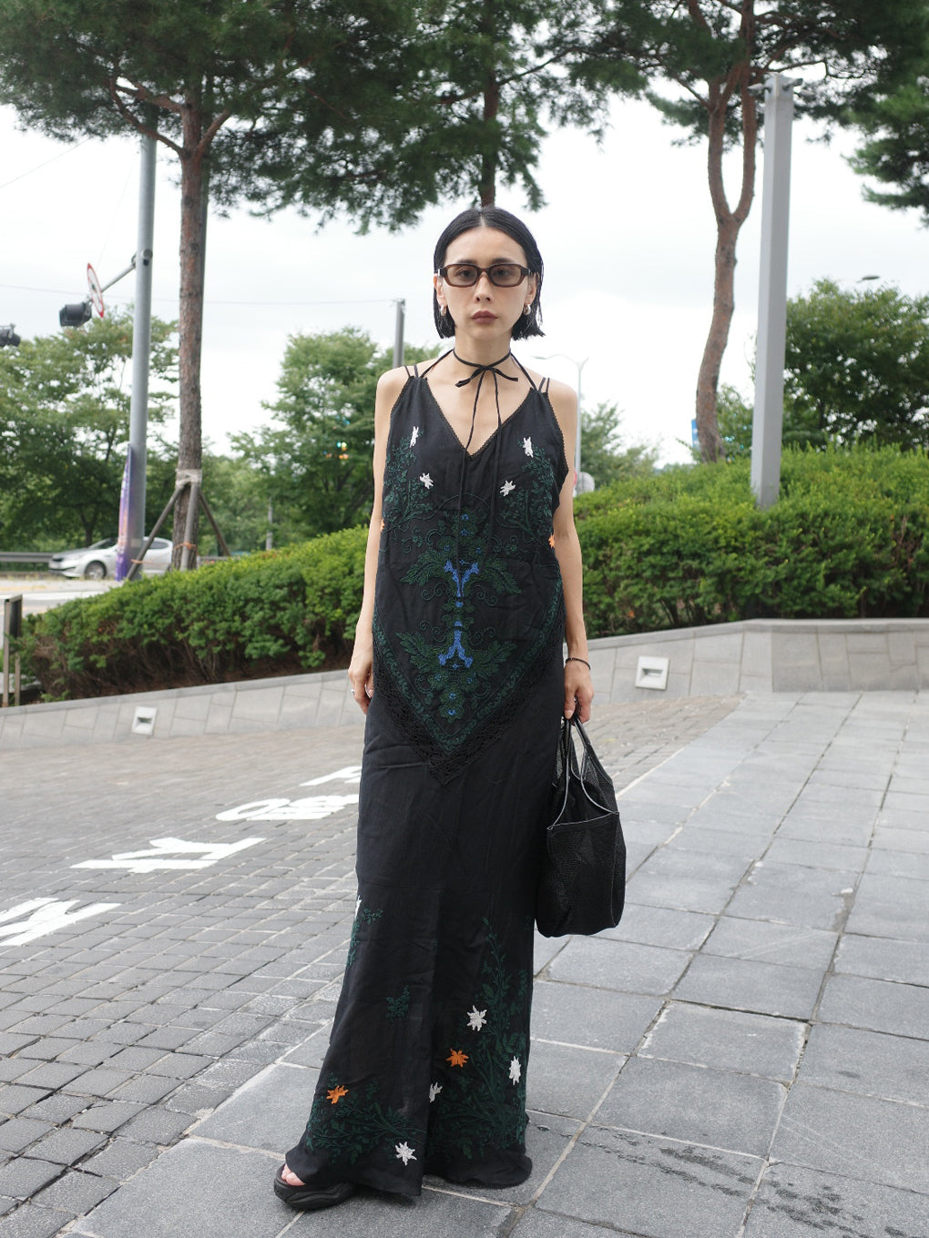 VINTAGE TABLECLOTH EMBROIDERY CAMI DRESS