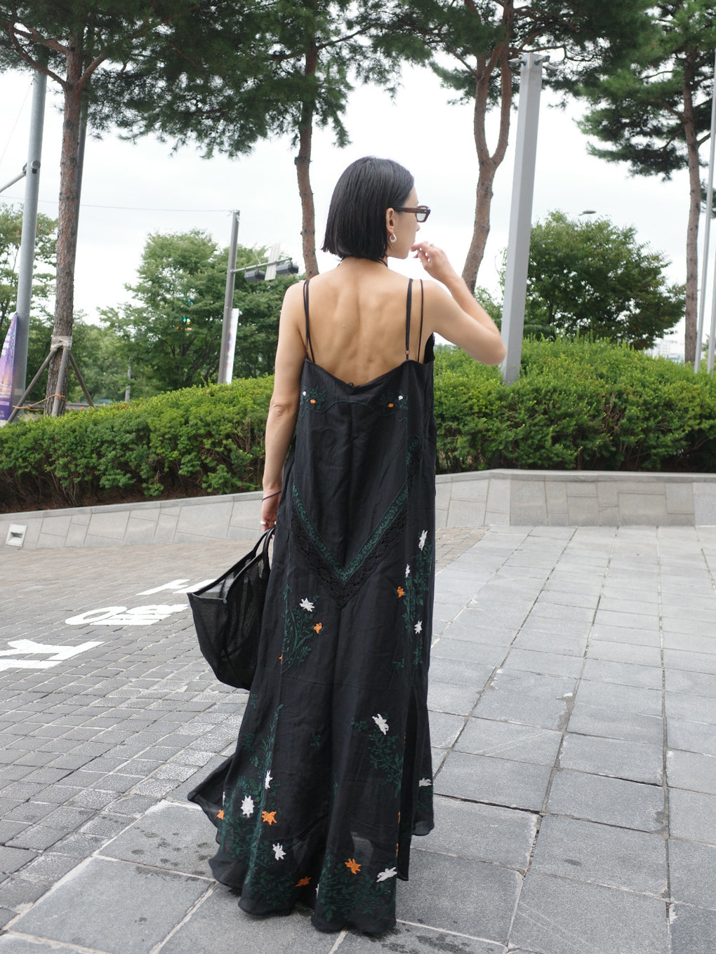 VINTAGE TABLECLOTH EMBROIDERY CAMI DRESS
