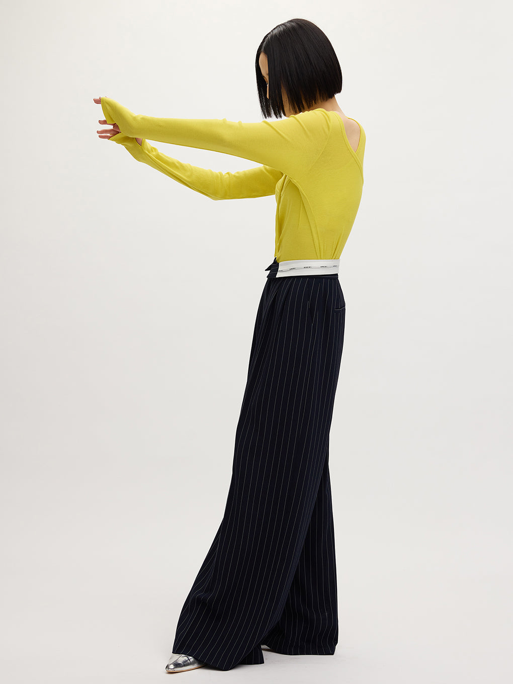 TURN BACK WAIST WIDE PANTS