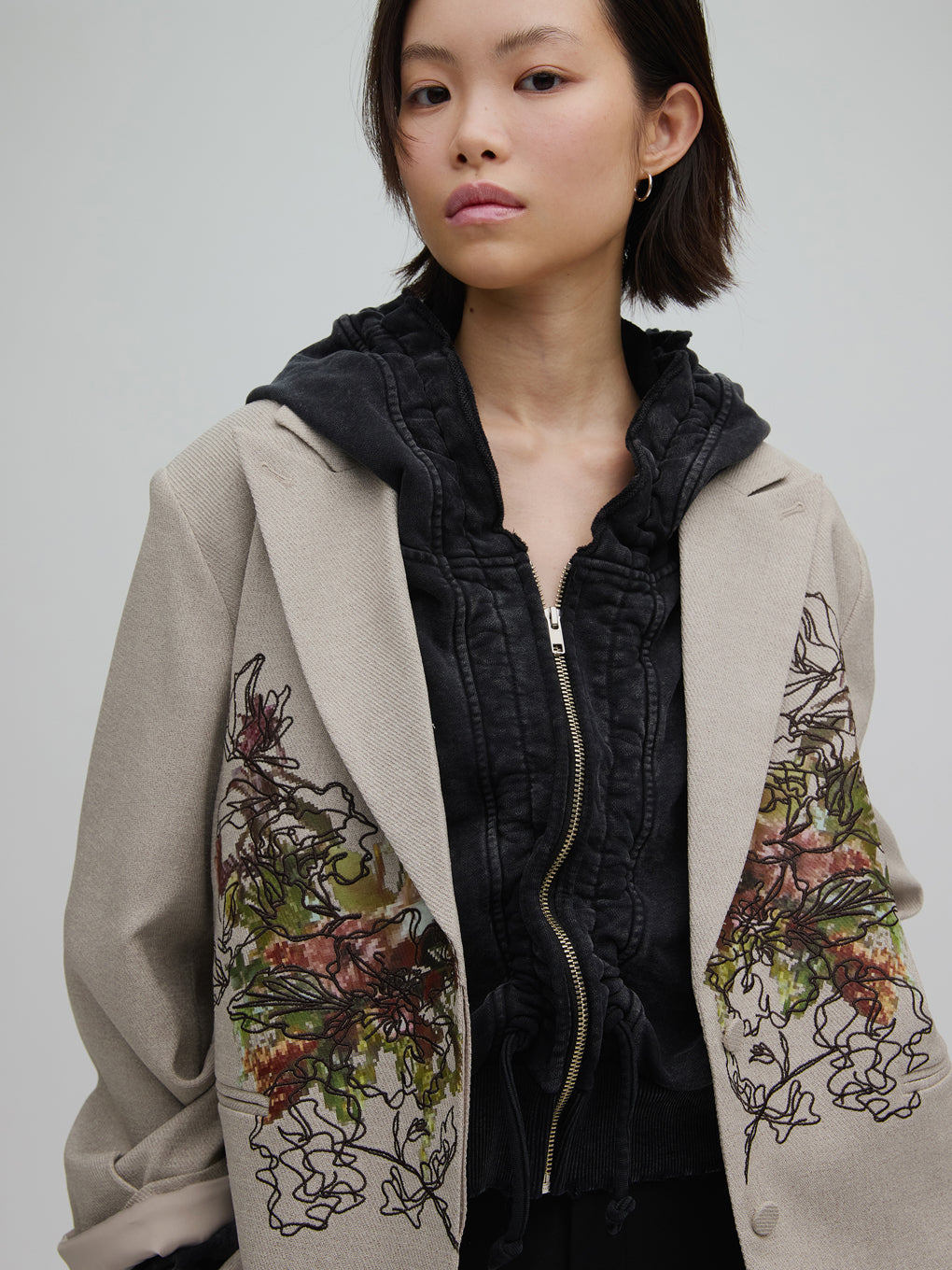 PIXEL FLOWER PRINT SHORT JACKET