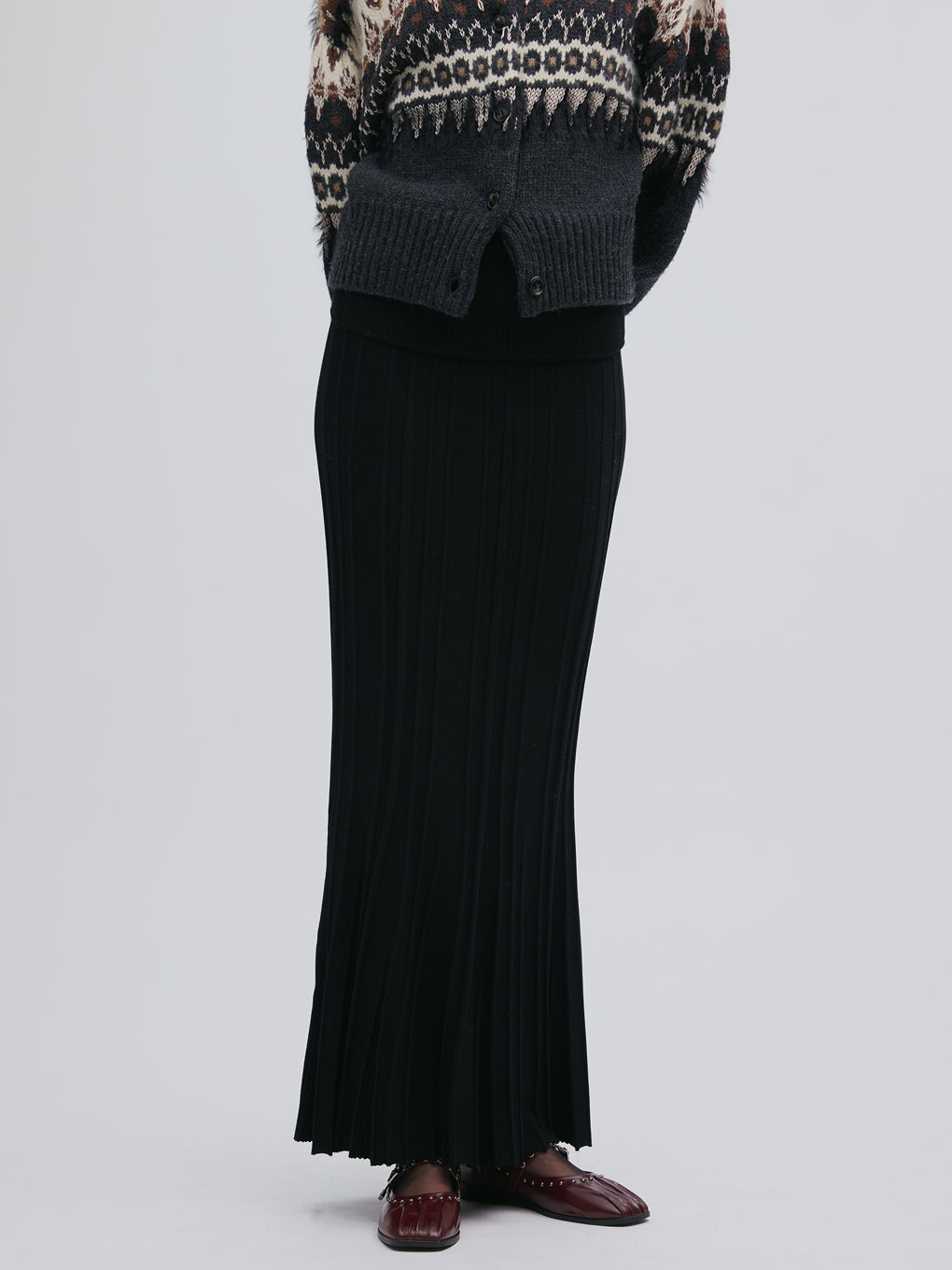 PLEATS CORSET KNIT SKIRT