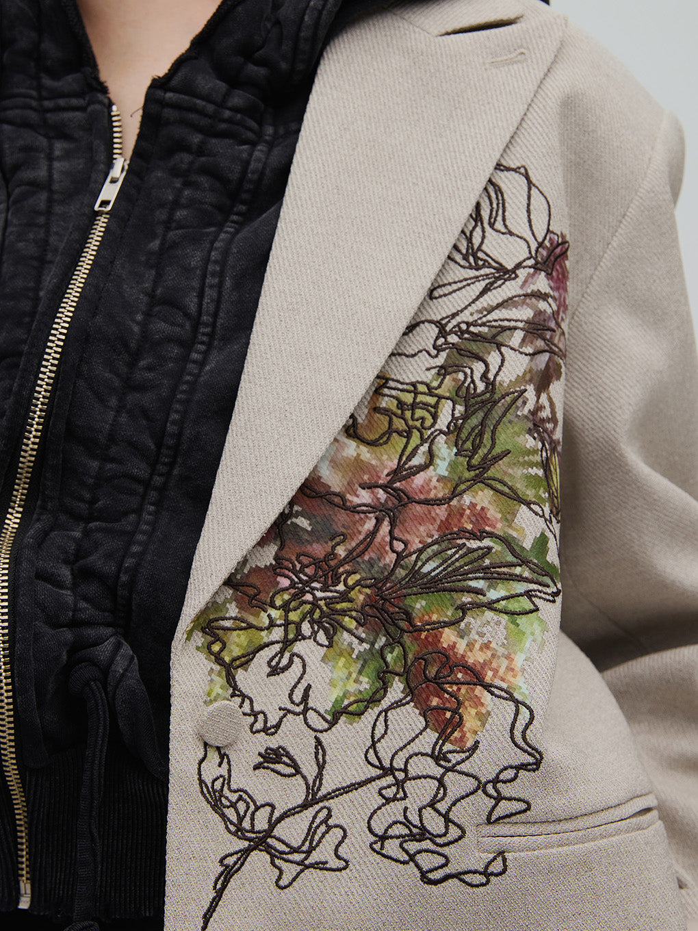 PIXEL FLOWER PRINT SHORT JACKET