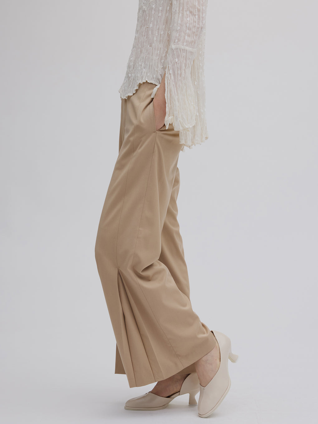 HEM TUCK STRAIGHT WIDE PANTS
