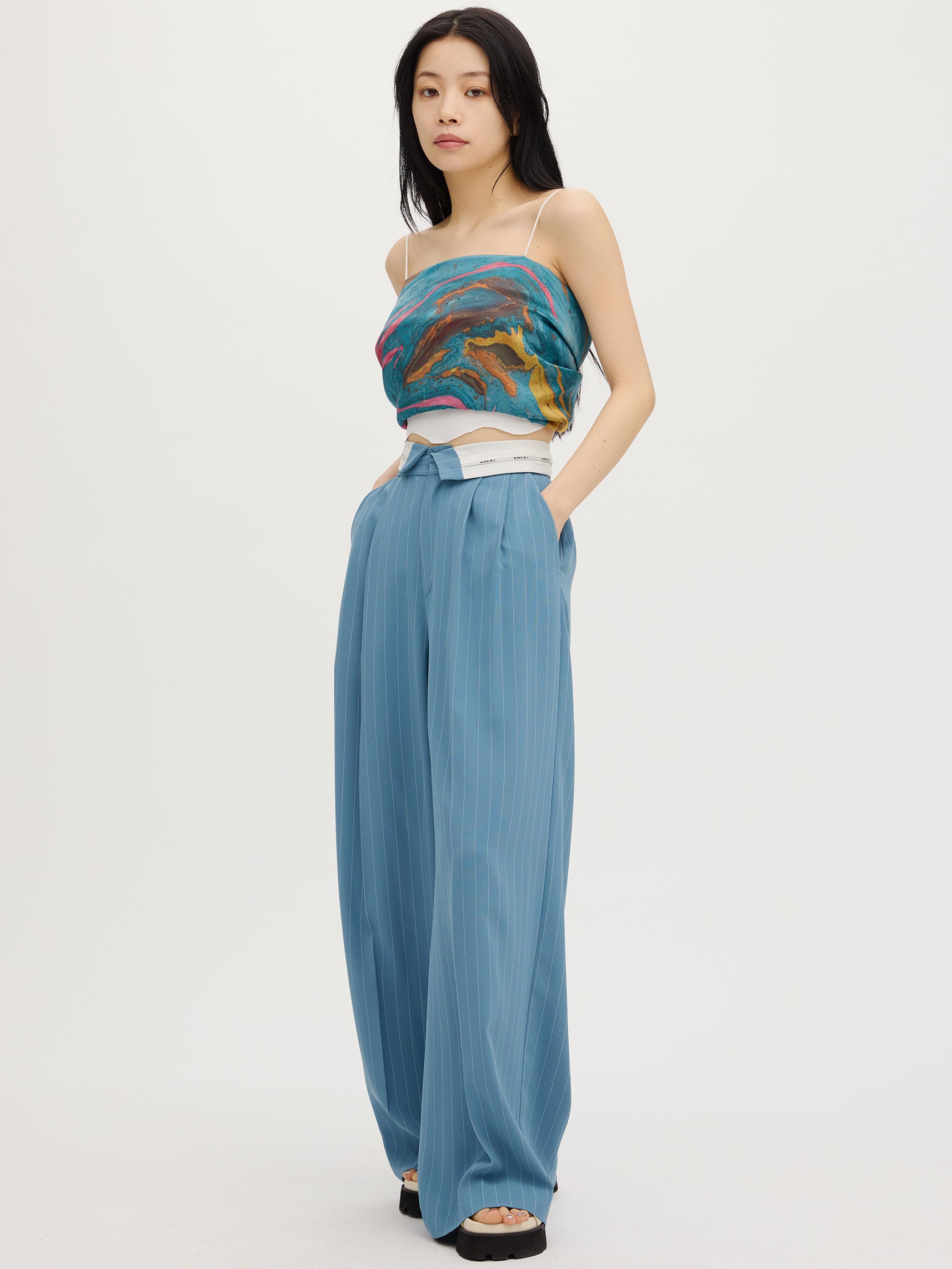 TURN BACK WAIST WIDE PANTS