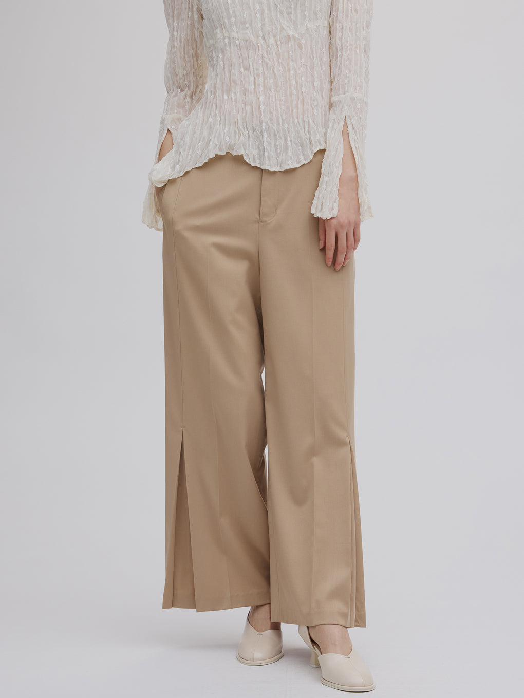 HEM TUCK STRAIGHT WIDE PANTS