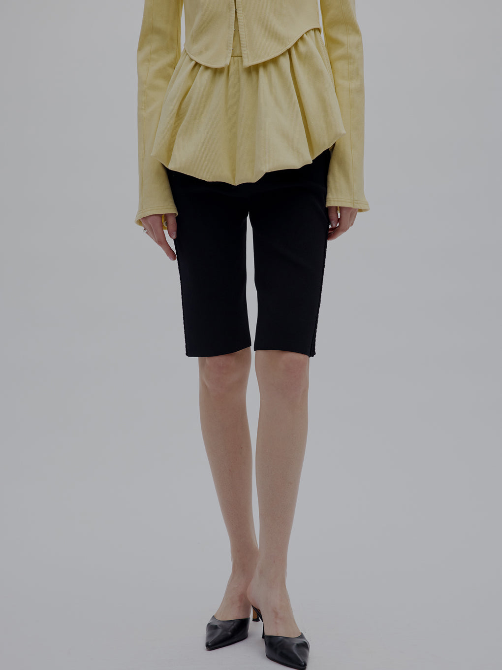 SIDE LACE LIKE KNIT BIKER PANTS