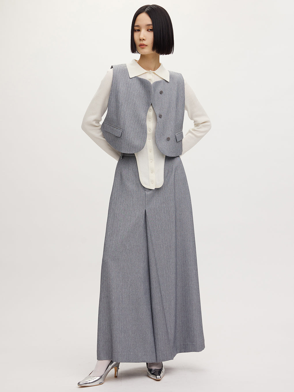 OTONA MUSE SHORT WAVE VEST WITH SKIRT