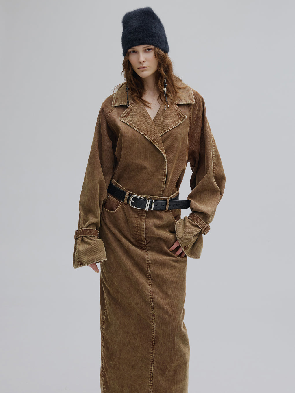 TRENCH LIKE CORDUROY DRESS