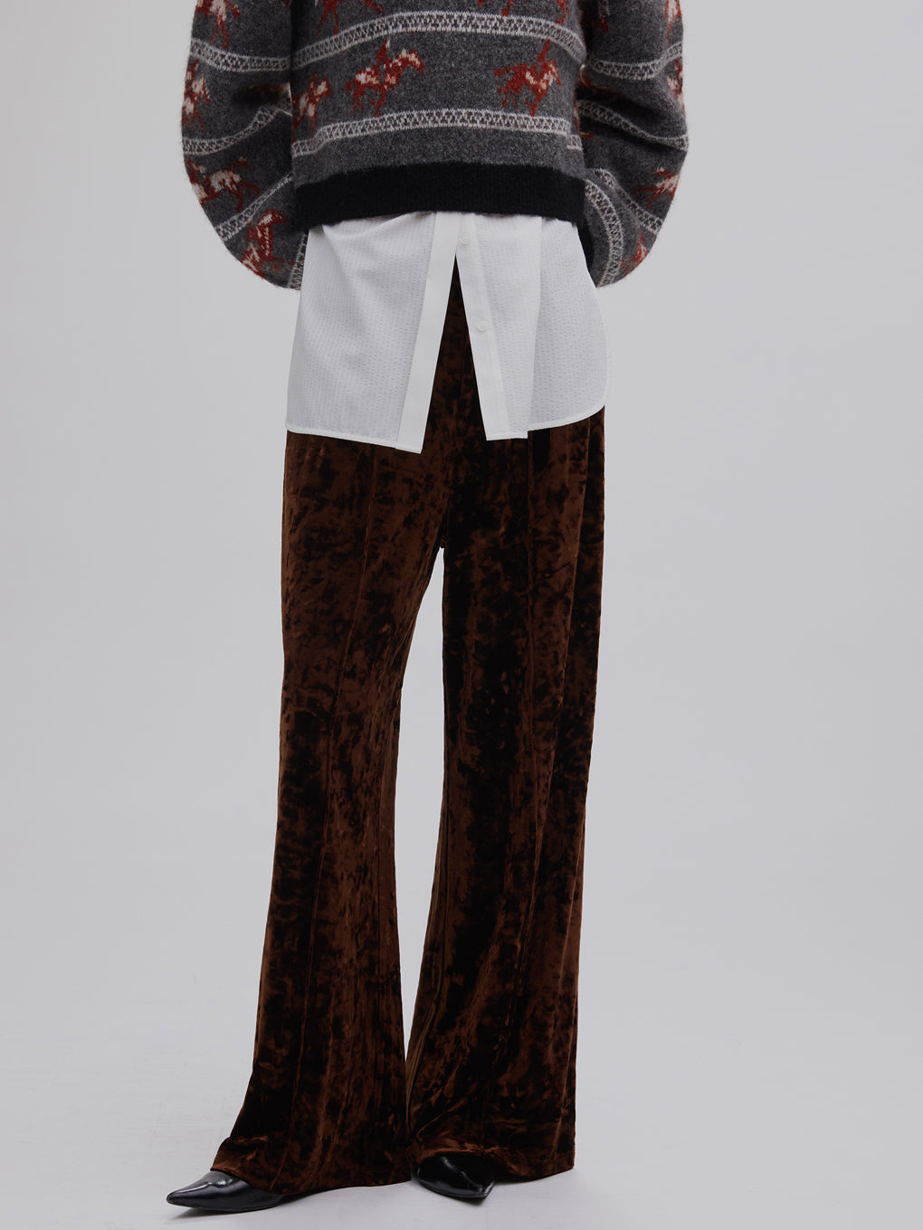 ACETATE VELOUR STRAIGHT WIDE PANTS