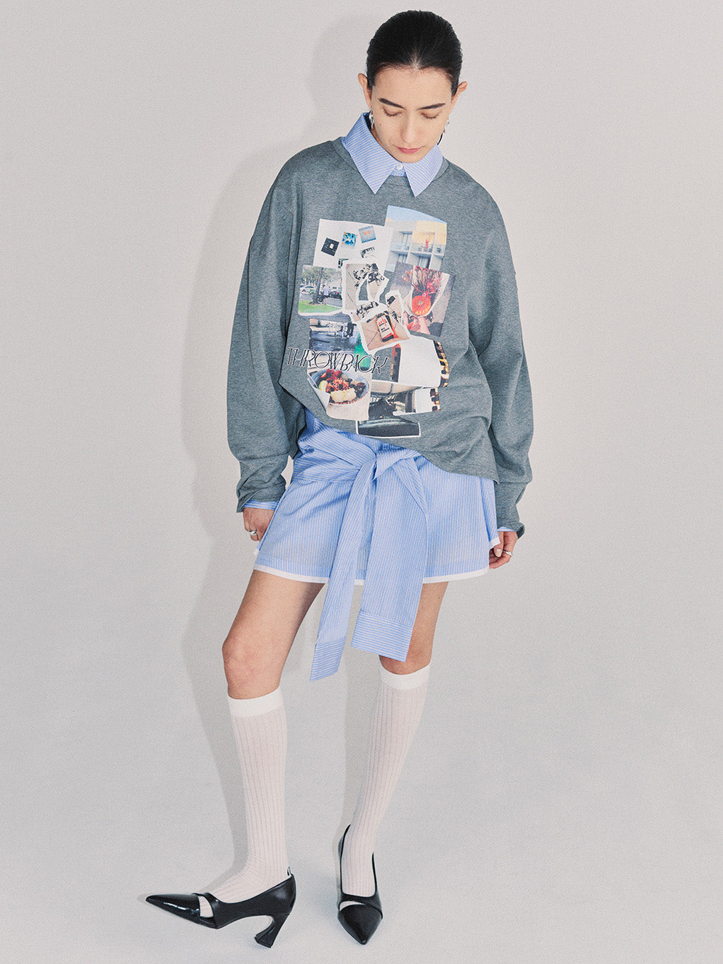 STRIPE SHIRT DETAIL MINI SKIRT