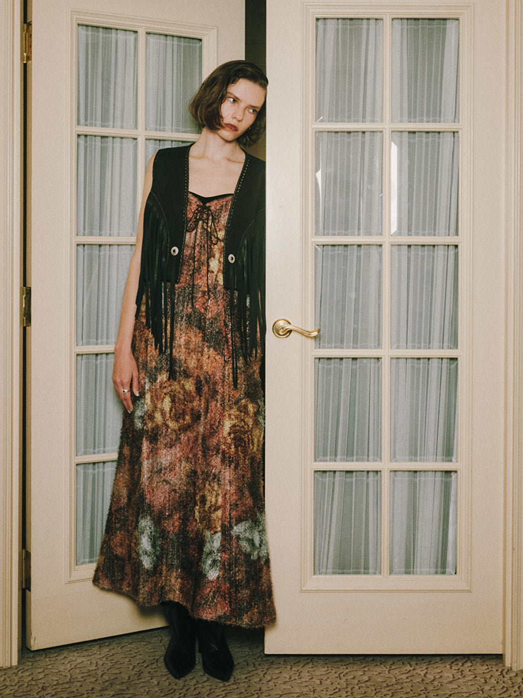 WESTERN FRINGE SYNTHETIC LEATHER VEST