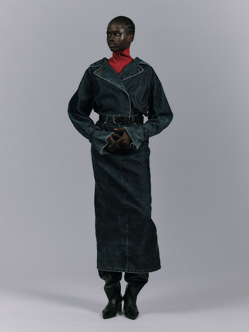 TRENCH LIKE CORDUROY DRESS