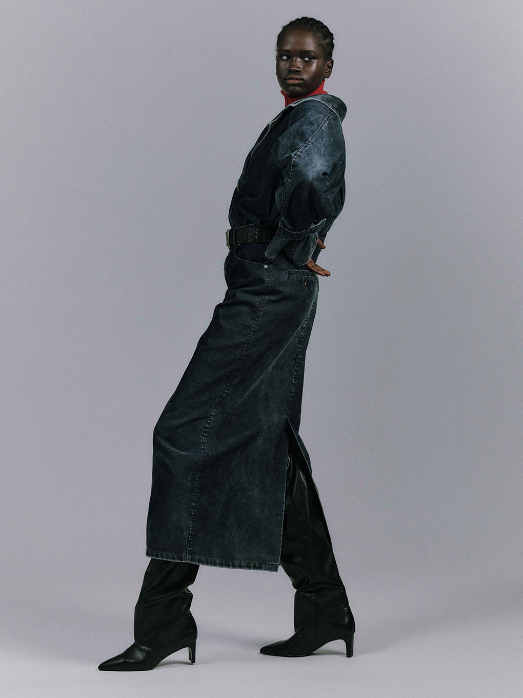 TRENCH LIKE CORDUROY DRESS