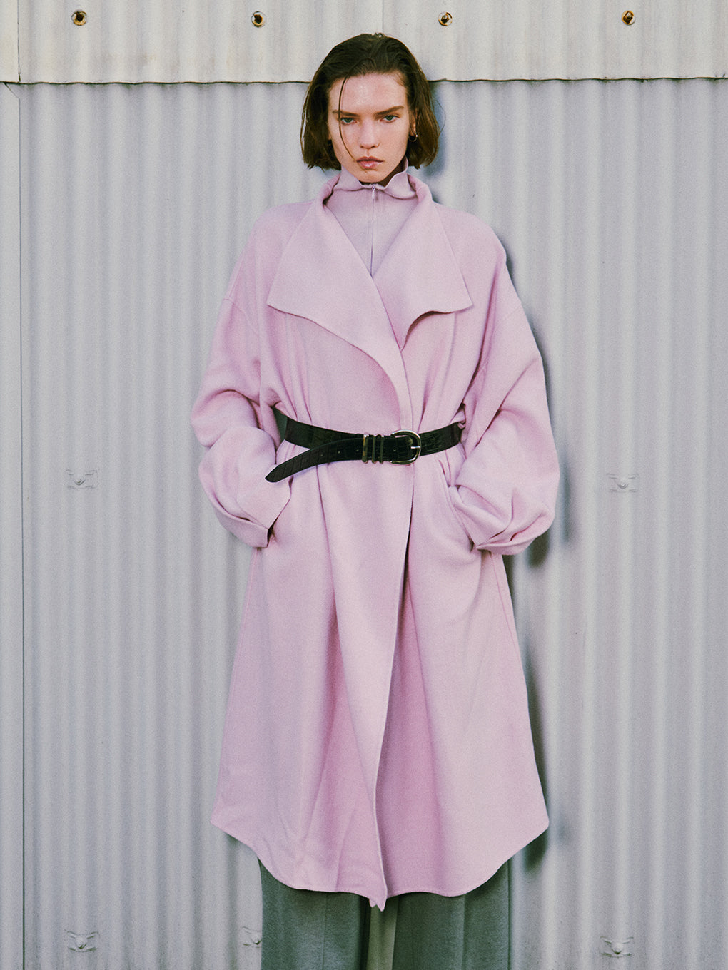 DRAPE COLLAR WOOL RIVER COAT
