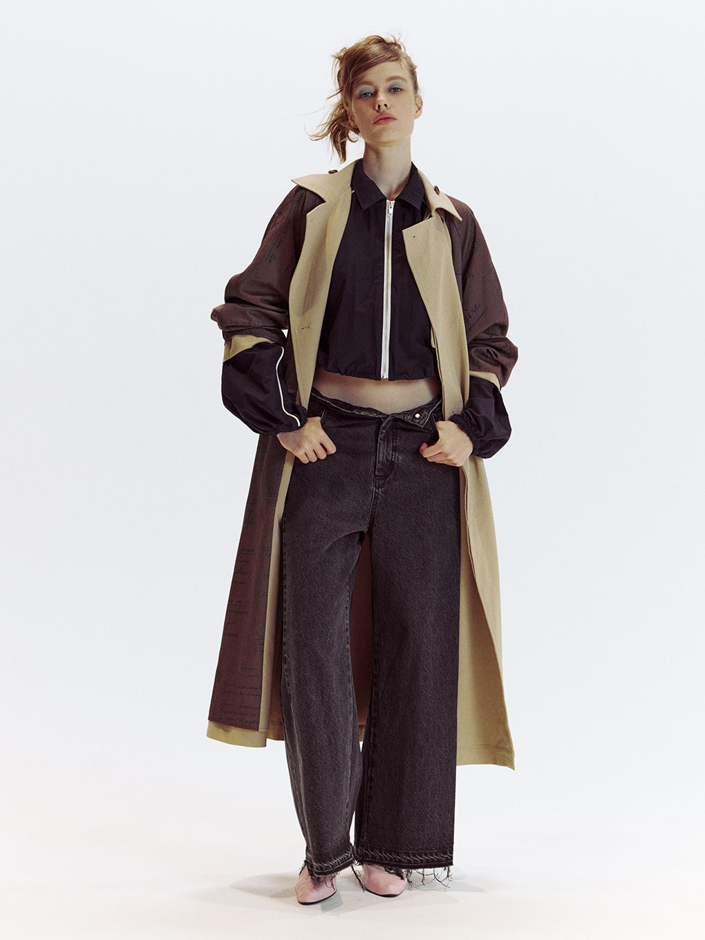 REVERSIBLE PARIS LETTER TRENCH COAT