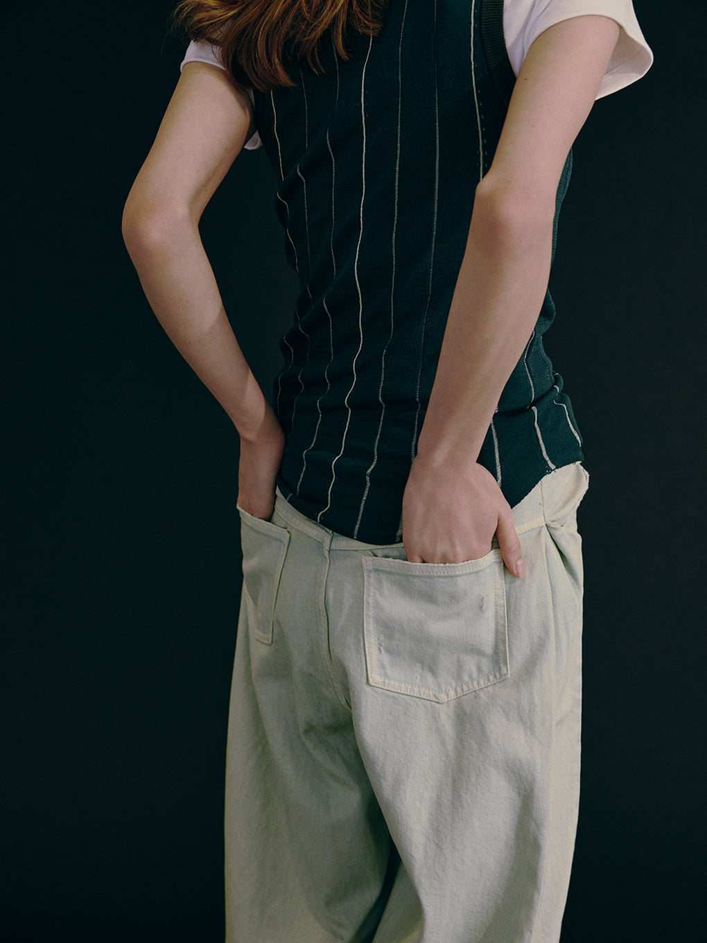 SIDE TUCK WIDE FLARE DENIM PANTS