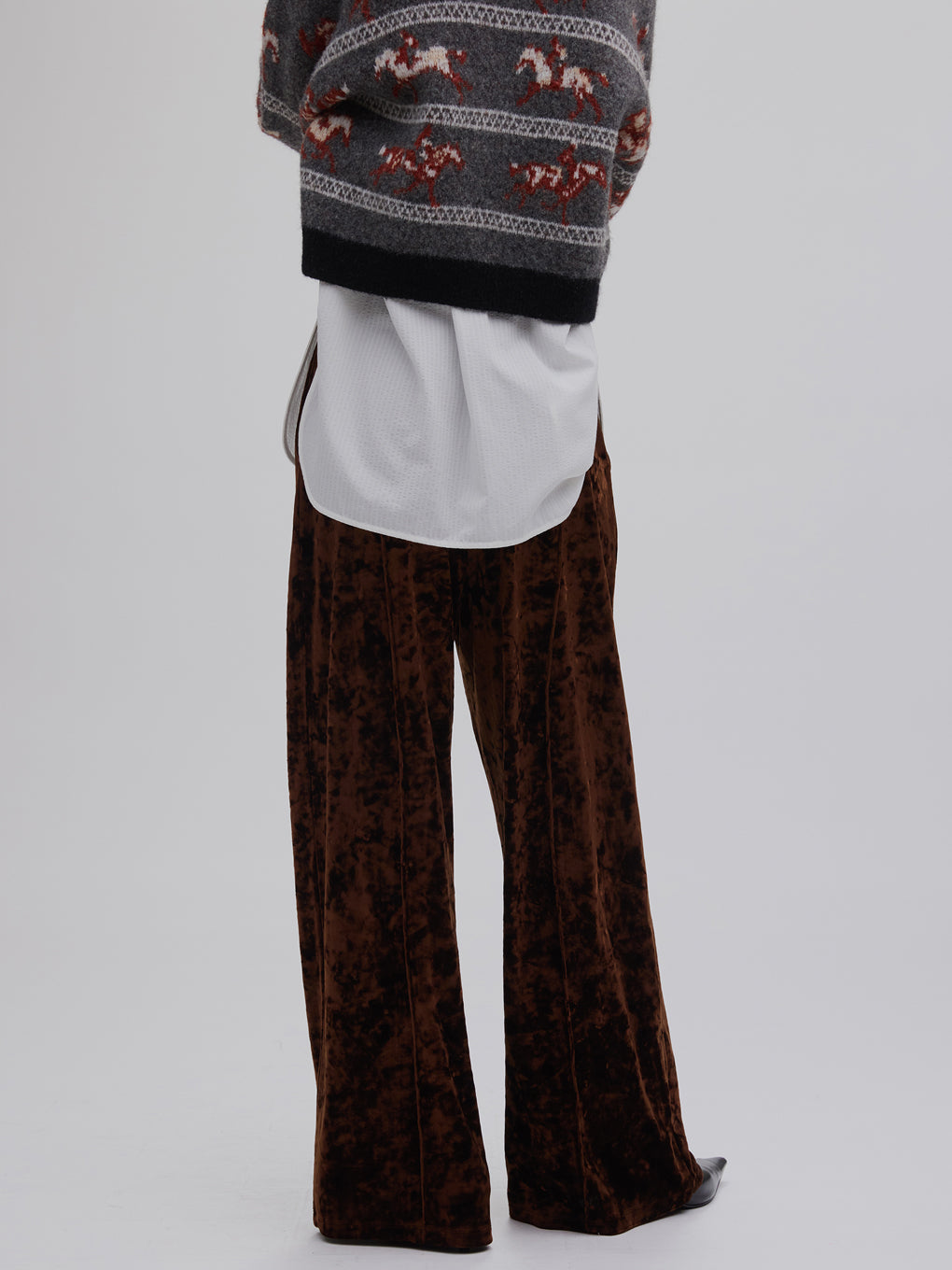 ACETATE VELOUR STRAIGHT WIDE PANTS