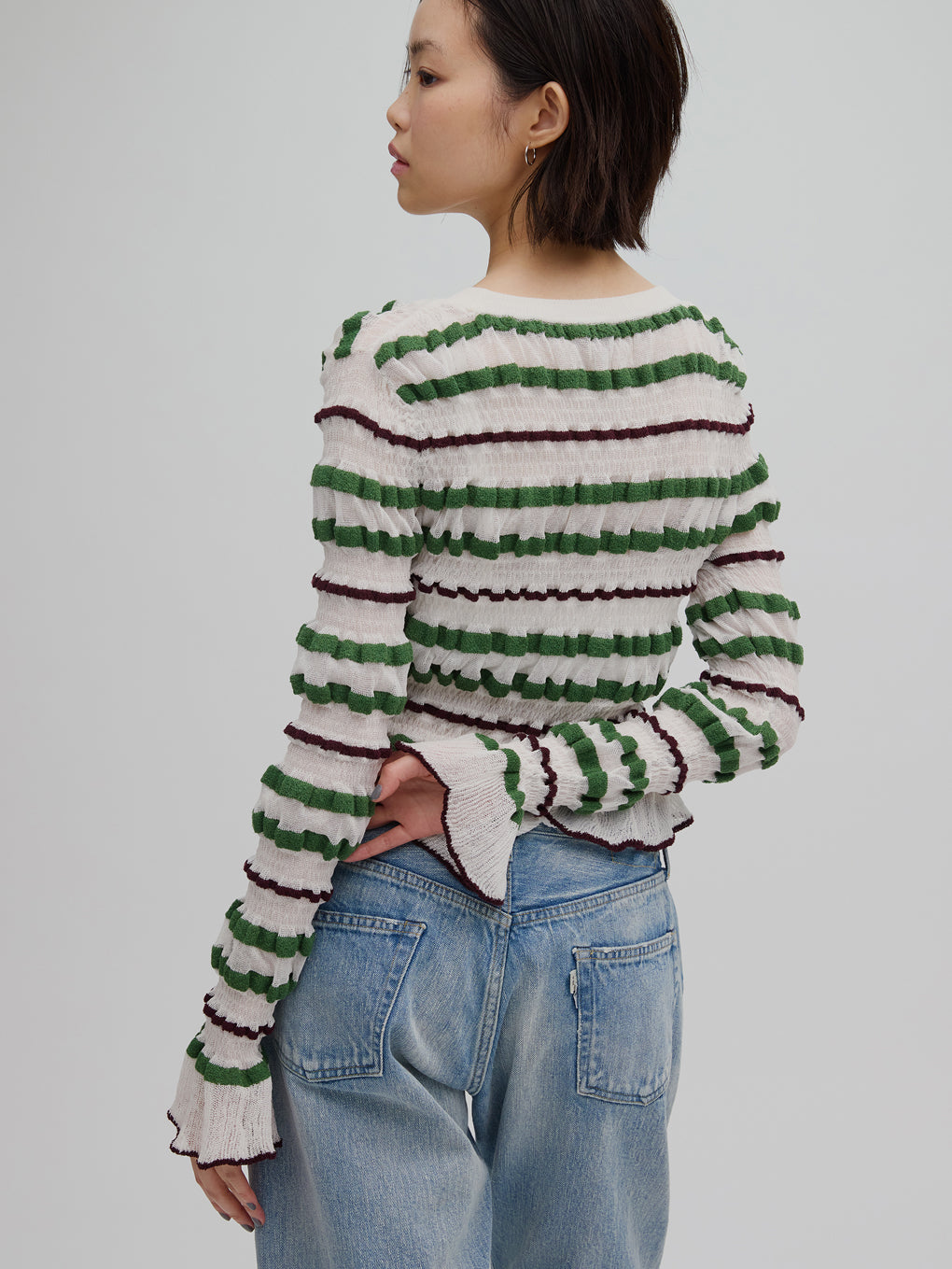 BUMPY MULTI BORDER KNIT TOP
