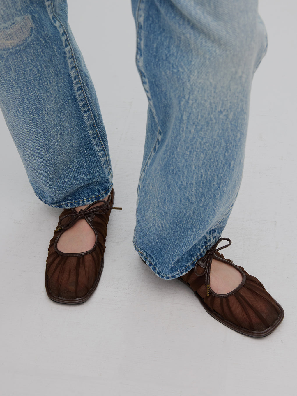 MESH RIBBON FLAT SHOES