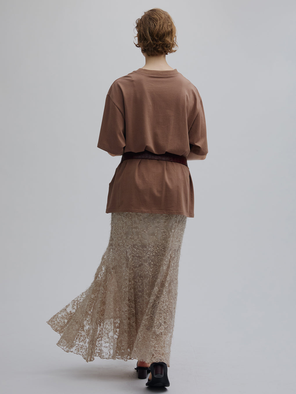 LACY SATIN PRINT TEE