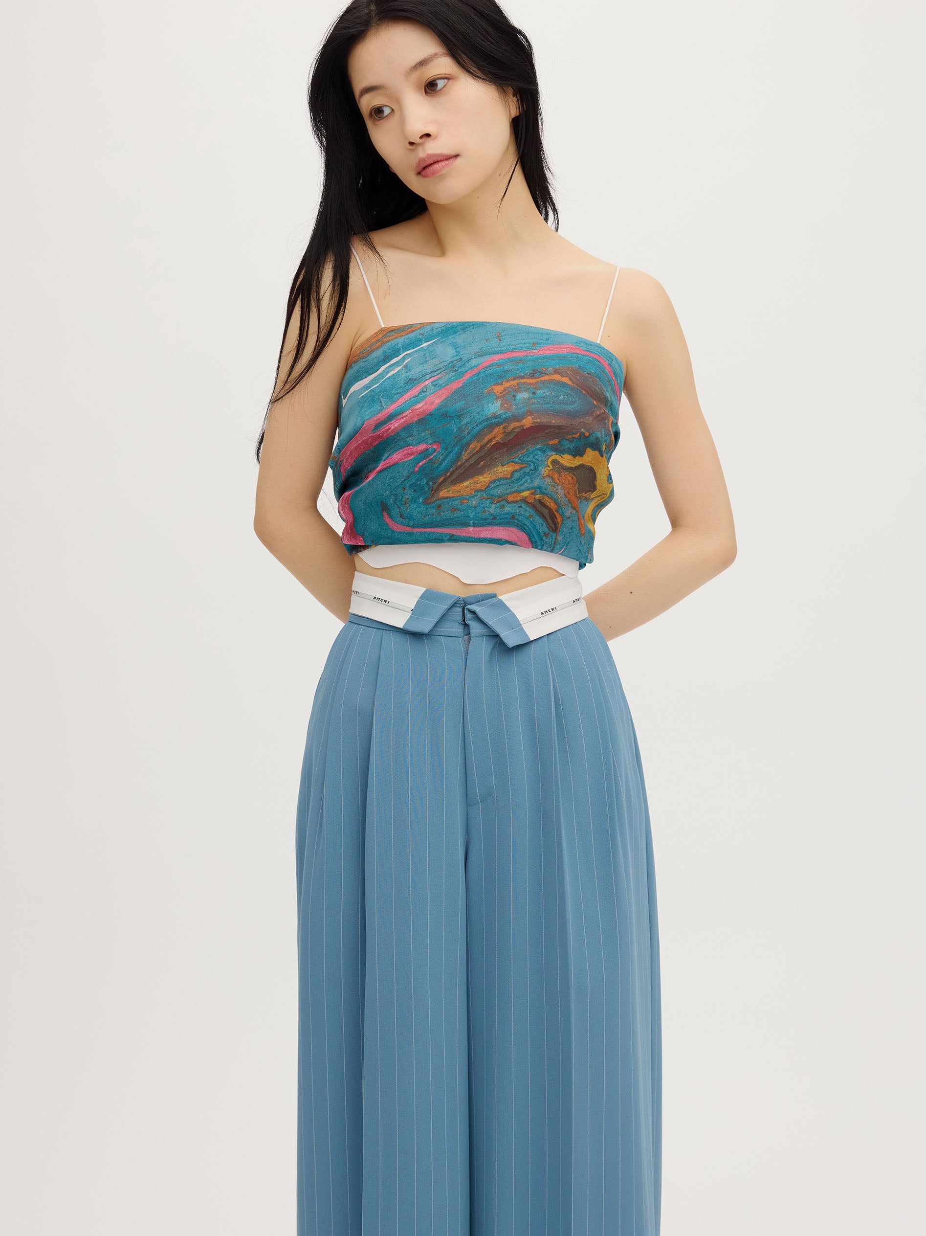 TURN BACK WAIST WIDE PANTS