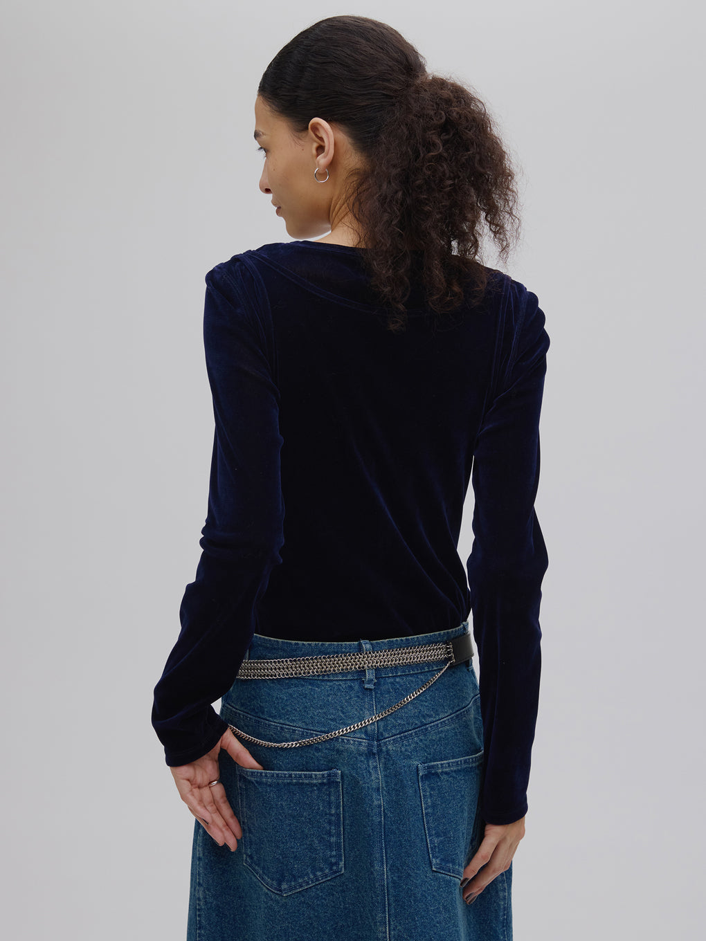 CROSS LAYERED FLOCKY TULLE TOP