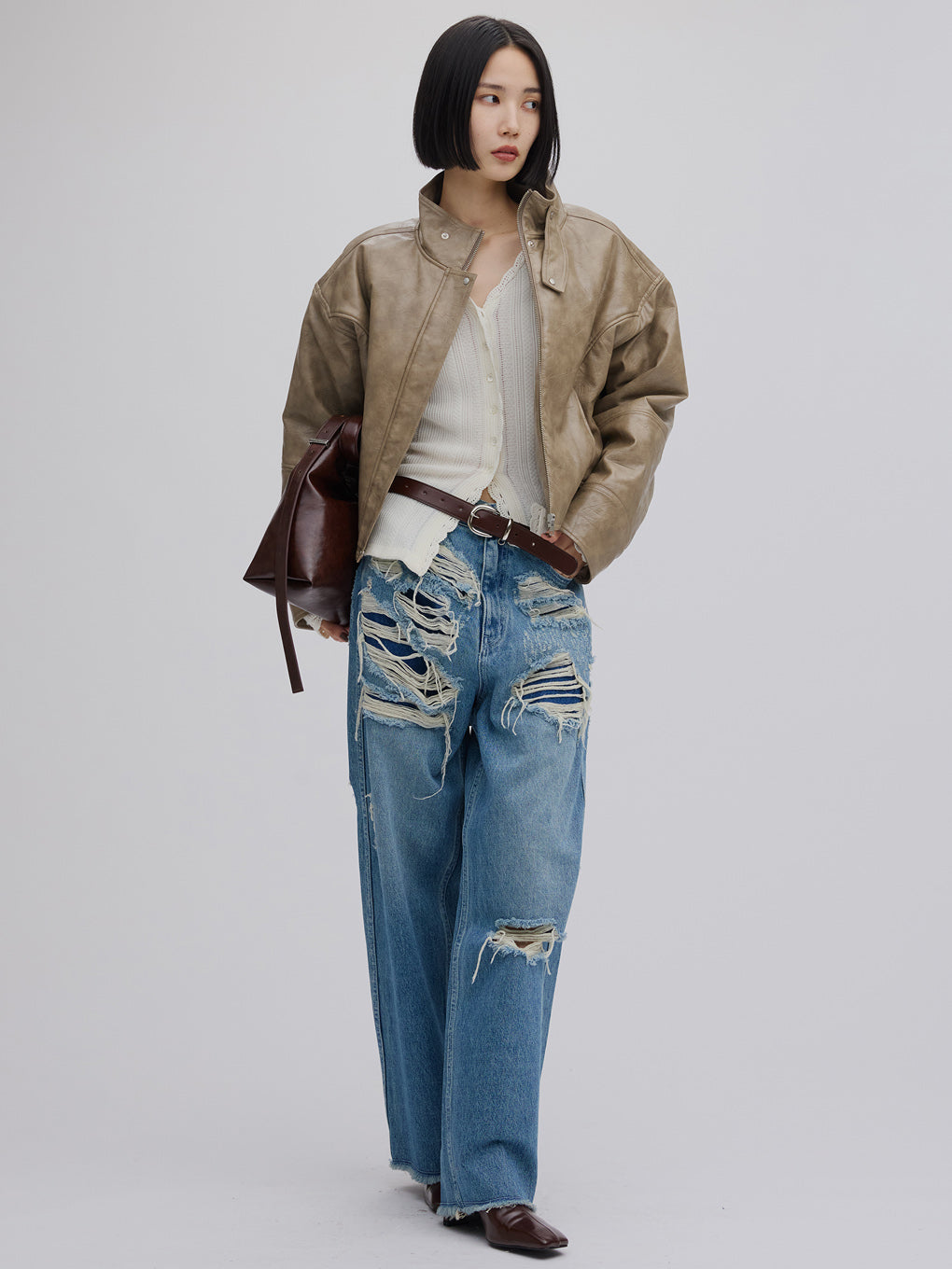 UND PIN TUCK LACE LIKE KNIT TOP