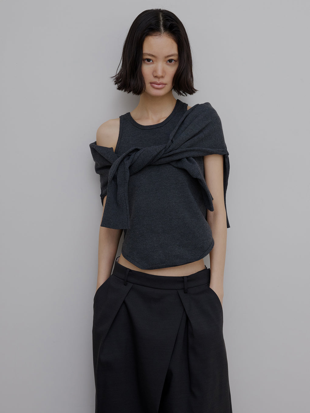 LOW BASIC WAIST STOP KNIT TOP