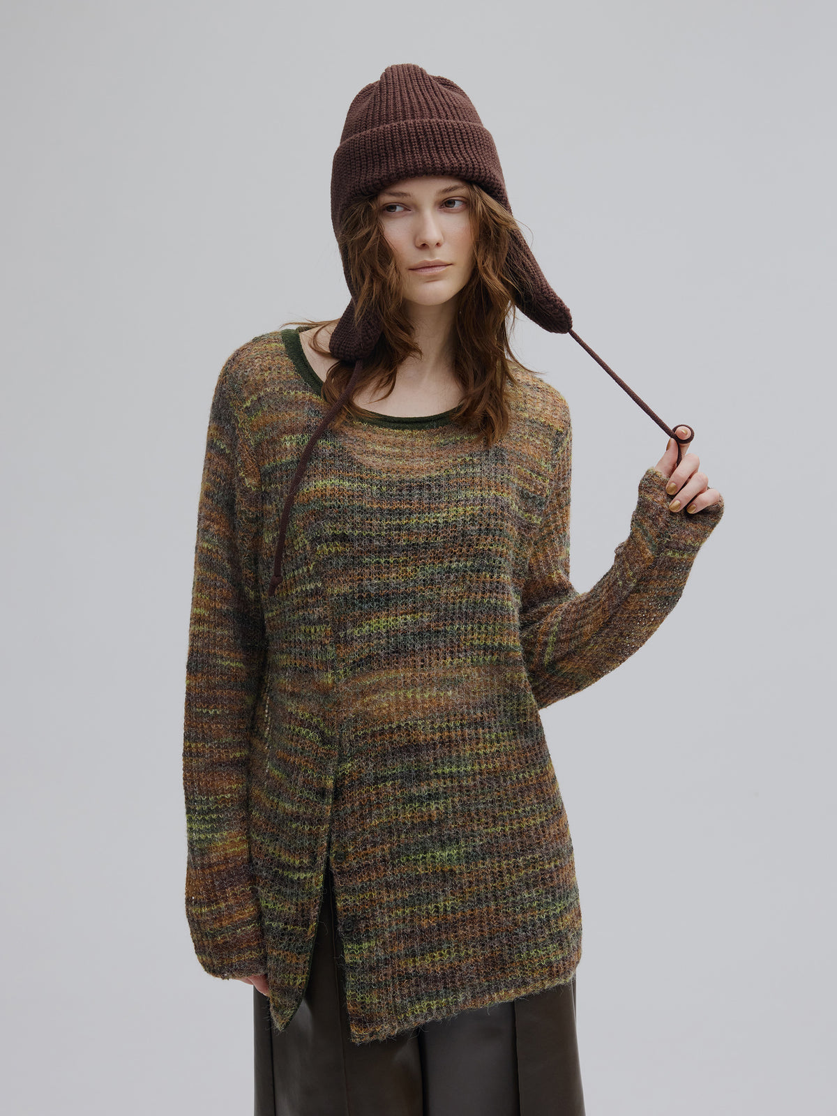 VARIEGATED SHEER KNIT TOP