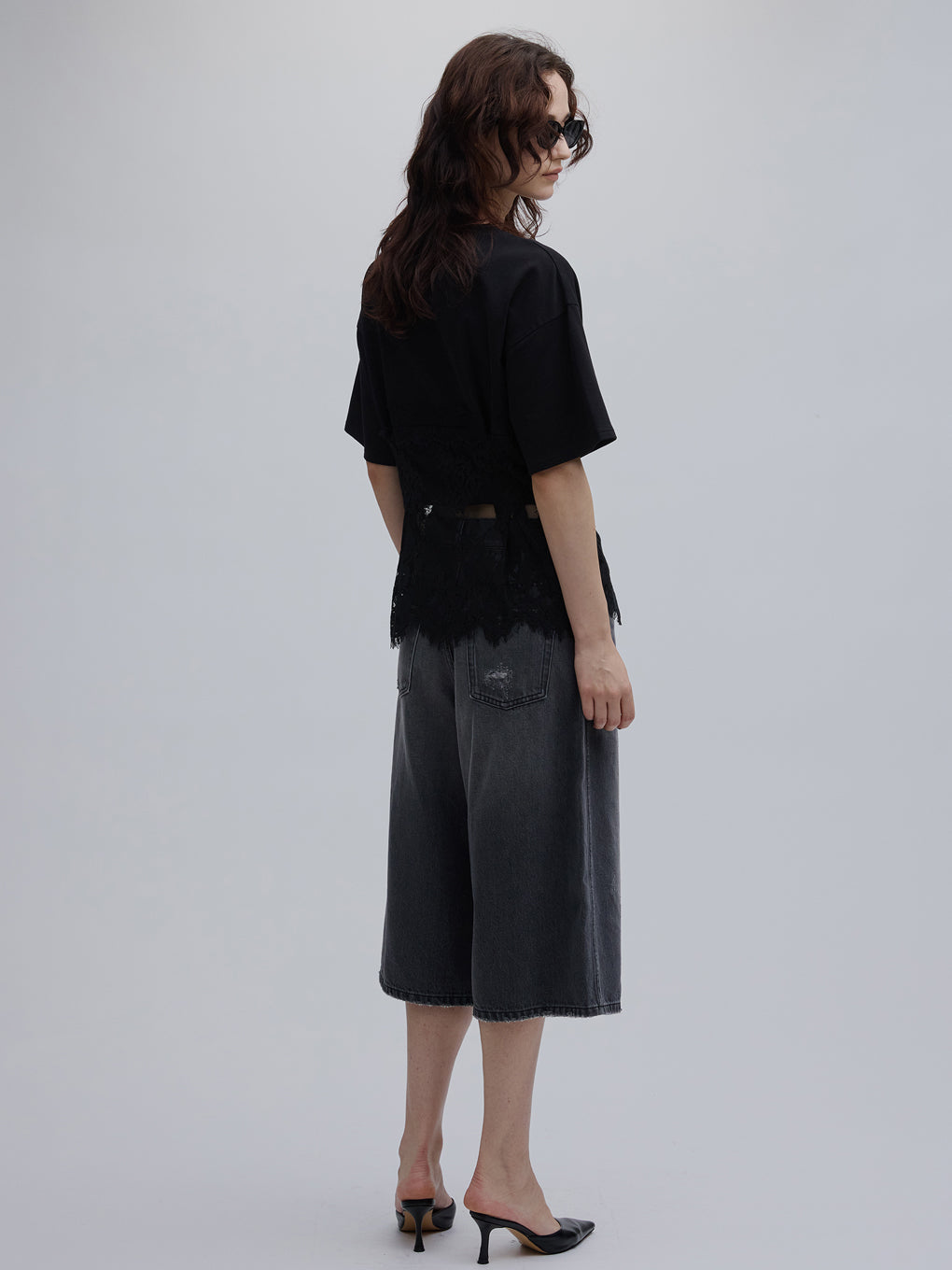 LOOSE DENIM HALF PANTS