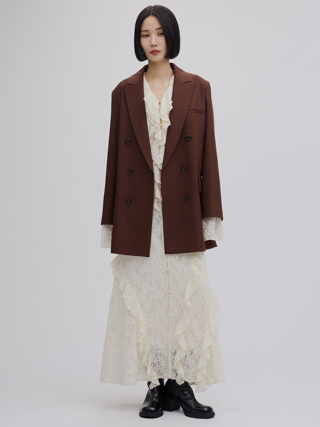 UND 2WAY CUT LACE FRILL DRESS