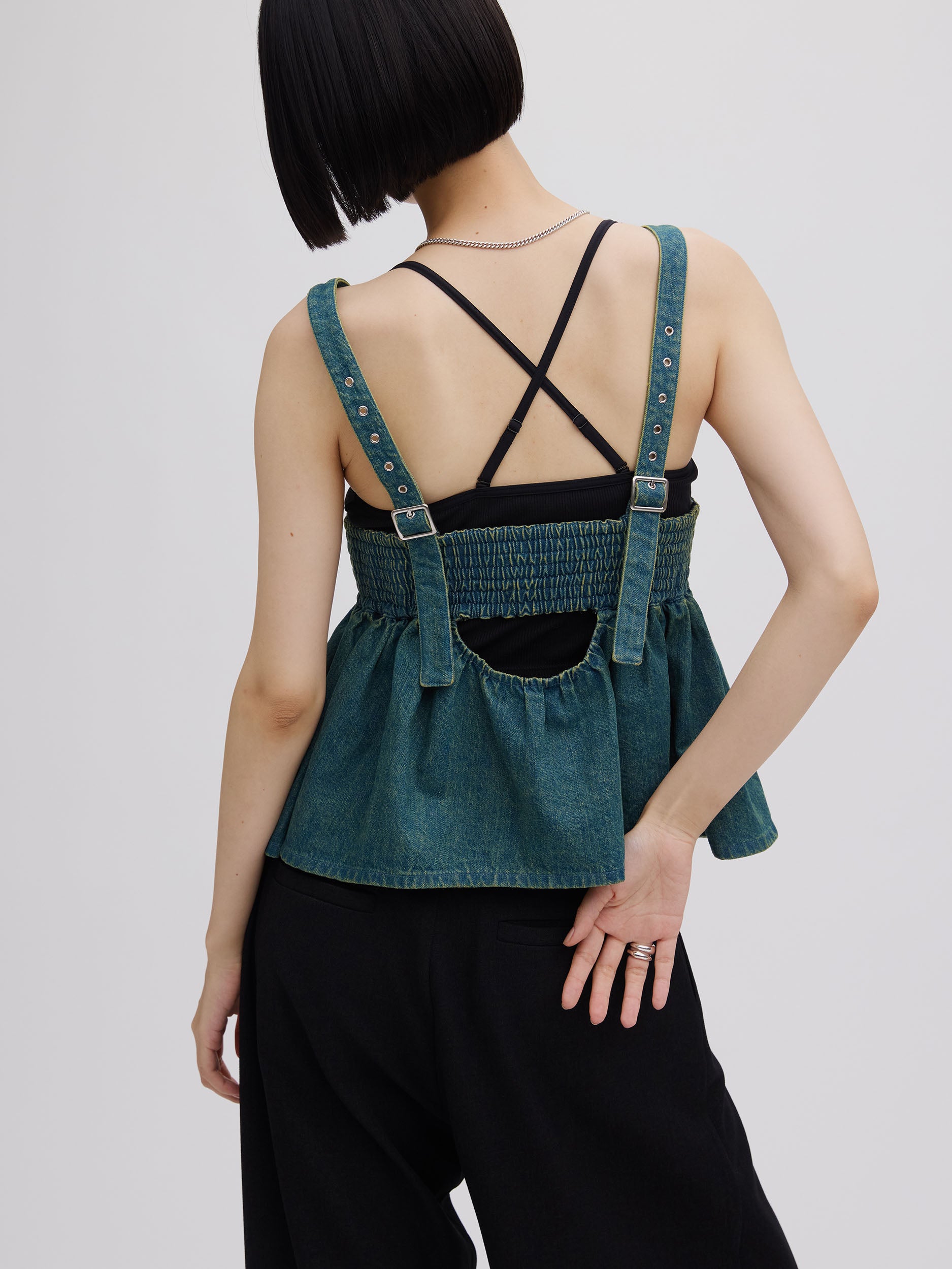 GRUNGE DENIM PEPLUM BUSTIER
