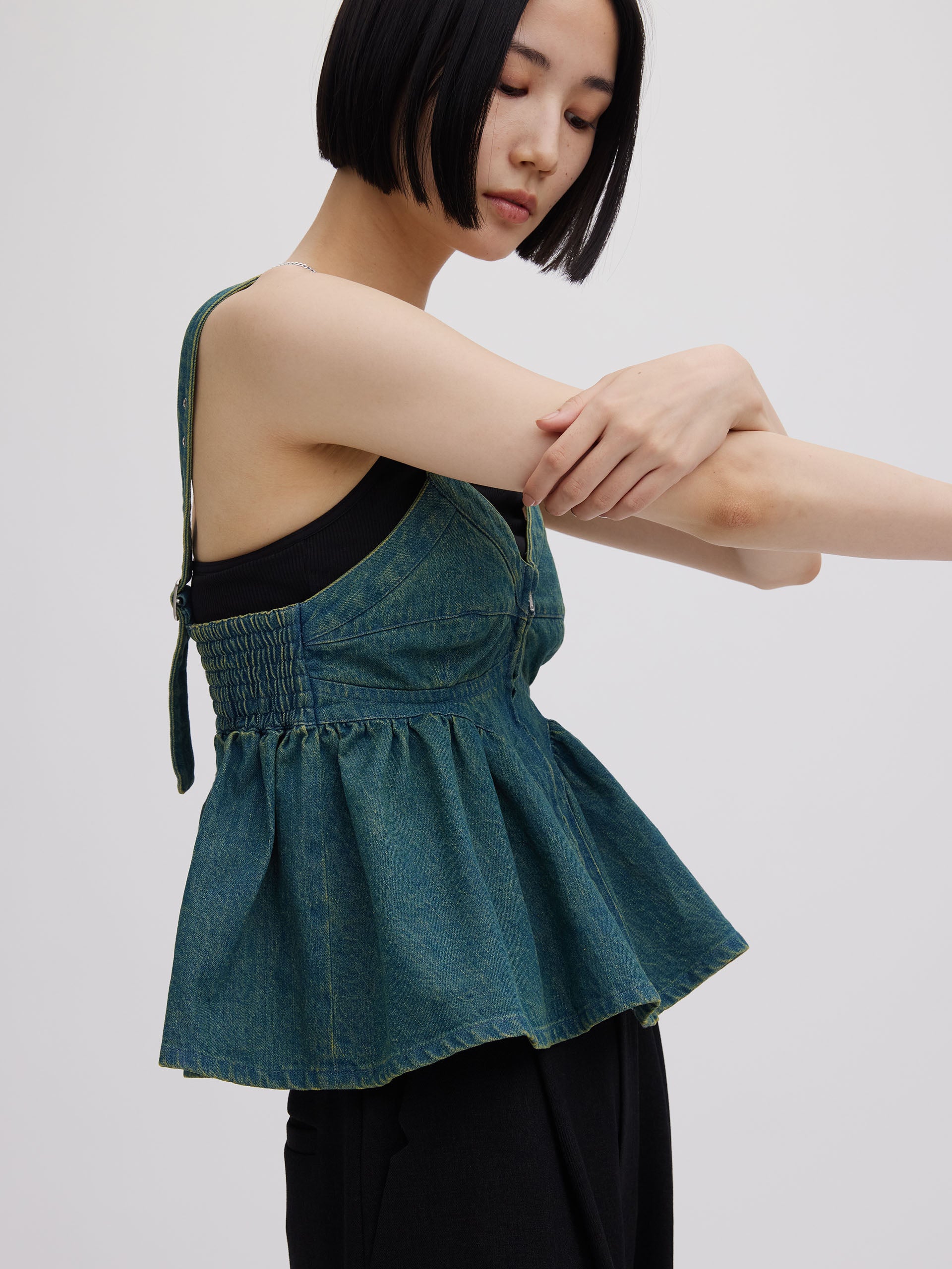 GRUNGE DENIM PEPLUM BUSTIER