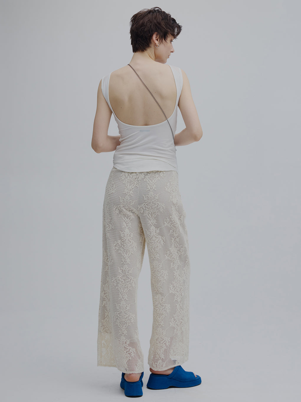 MESH DAMASK EMBROIDERY PANTS