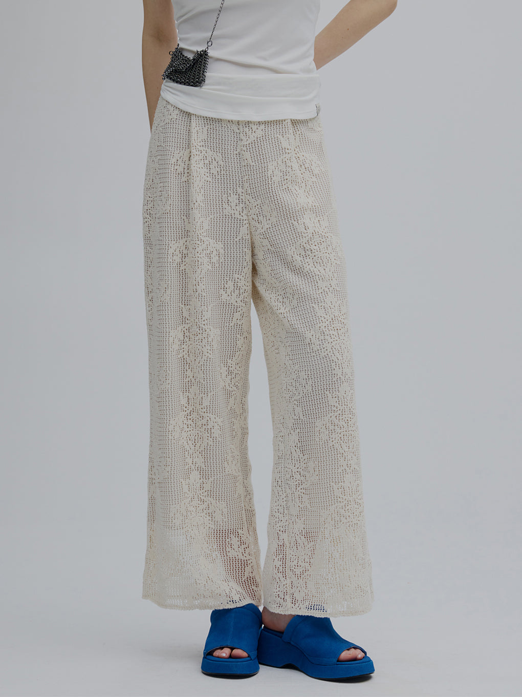 MESH DAMASK EMBROIDERY PANTS