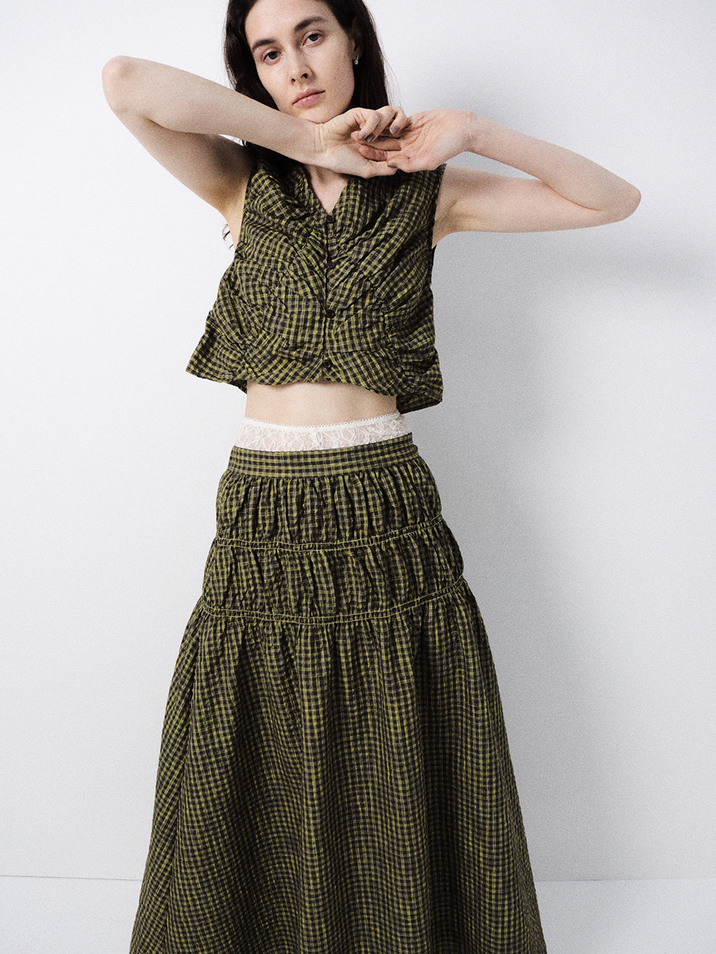 MEDI 2WAY SHIRRING TOP WITH SKIRT