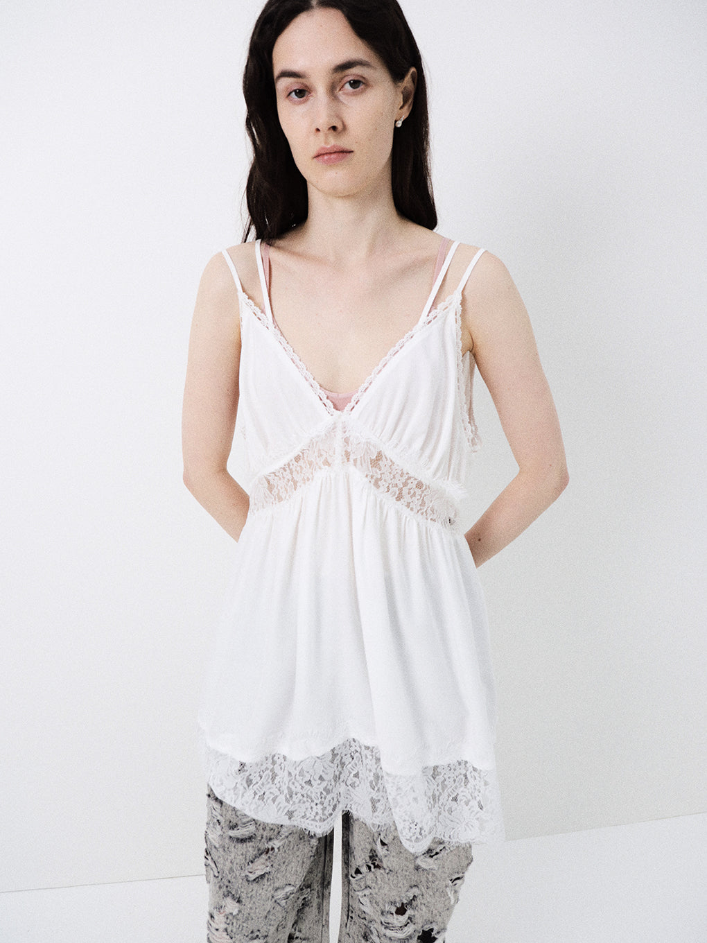 MEDI DENIM TOUCH LACE MIX TUNIC CAMISOLE