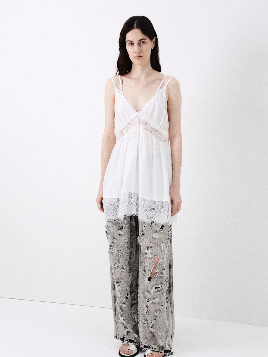 MEDI DENIM TOUCH LACE MIX TUNIC CAMISOLE