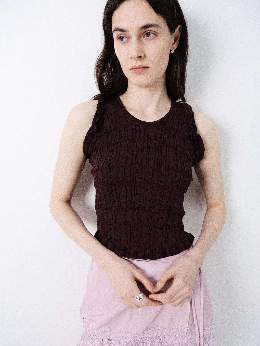 MEDI 2WAY WAVY FRILL KNIT TOP