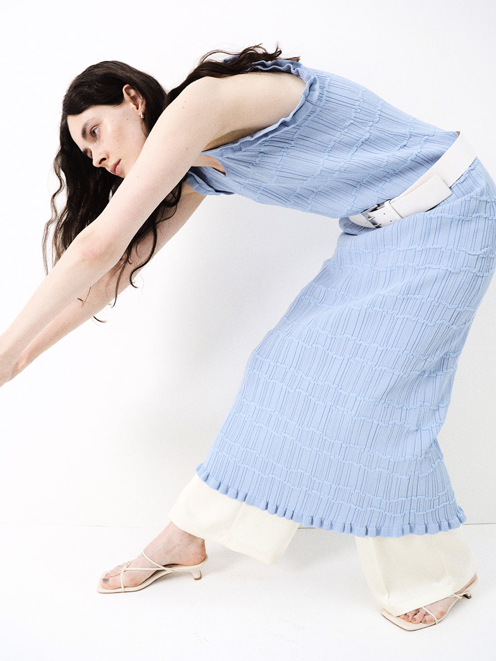 MEDI 2WAY WAVY FRILL KNIT DRESS