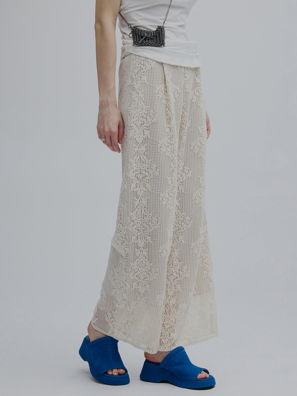 MESH DAMASK EMBROIDERY PANTS