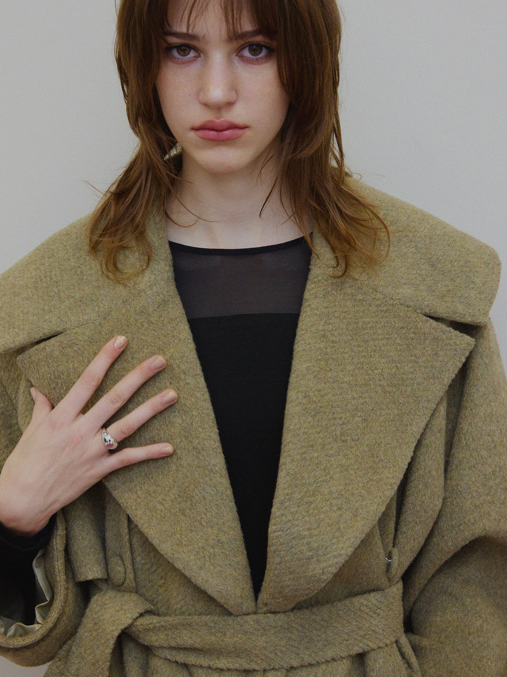 UND BIG ROUND COLLAR WOOL LONG COAT