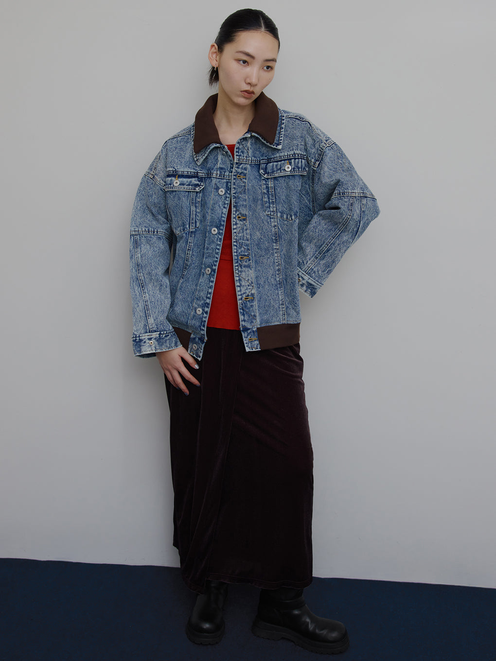 RIB MIX DENIM BLOUSON
