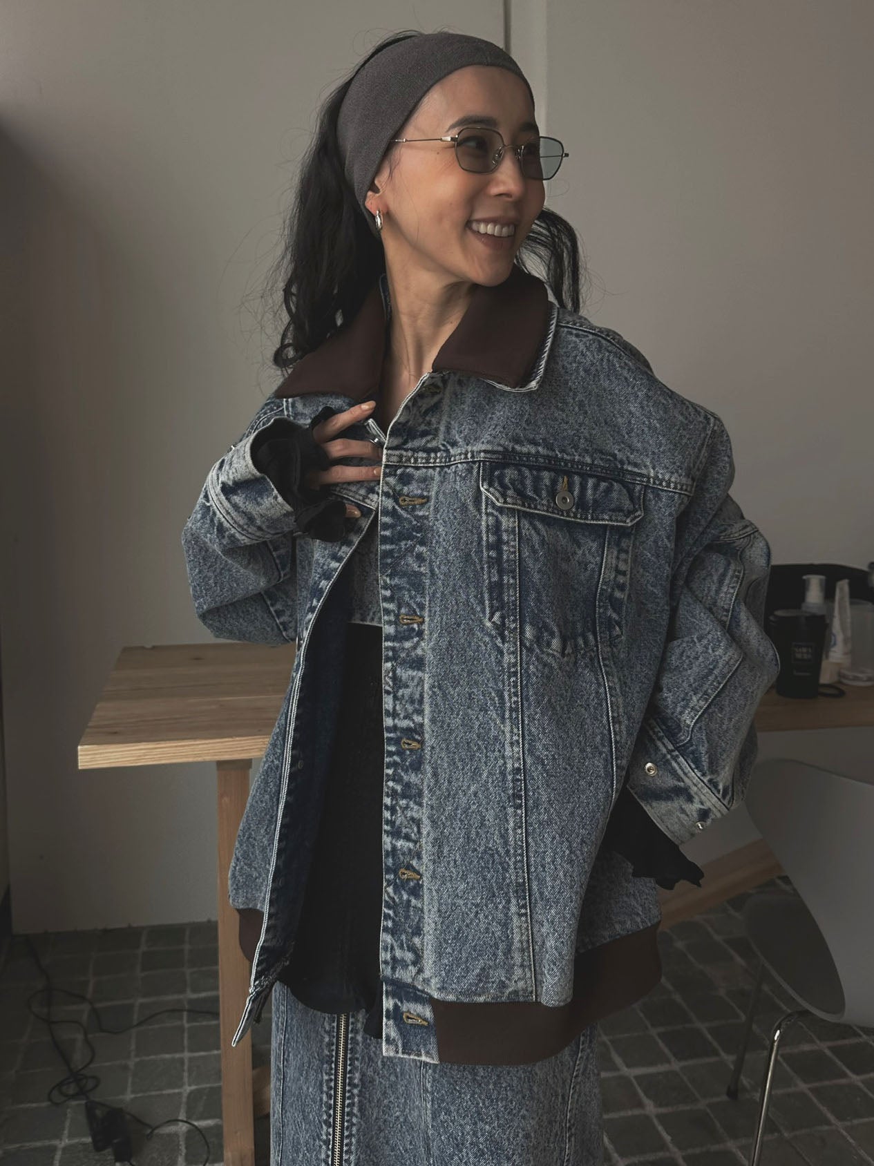 RIB MIX DENIM BLOUSON
