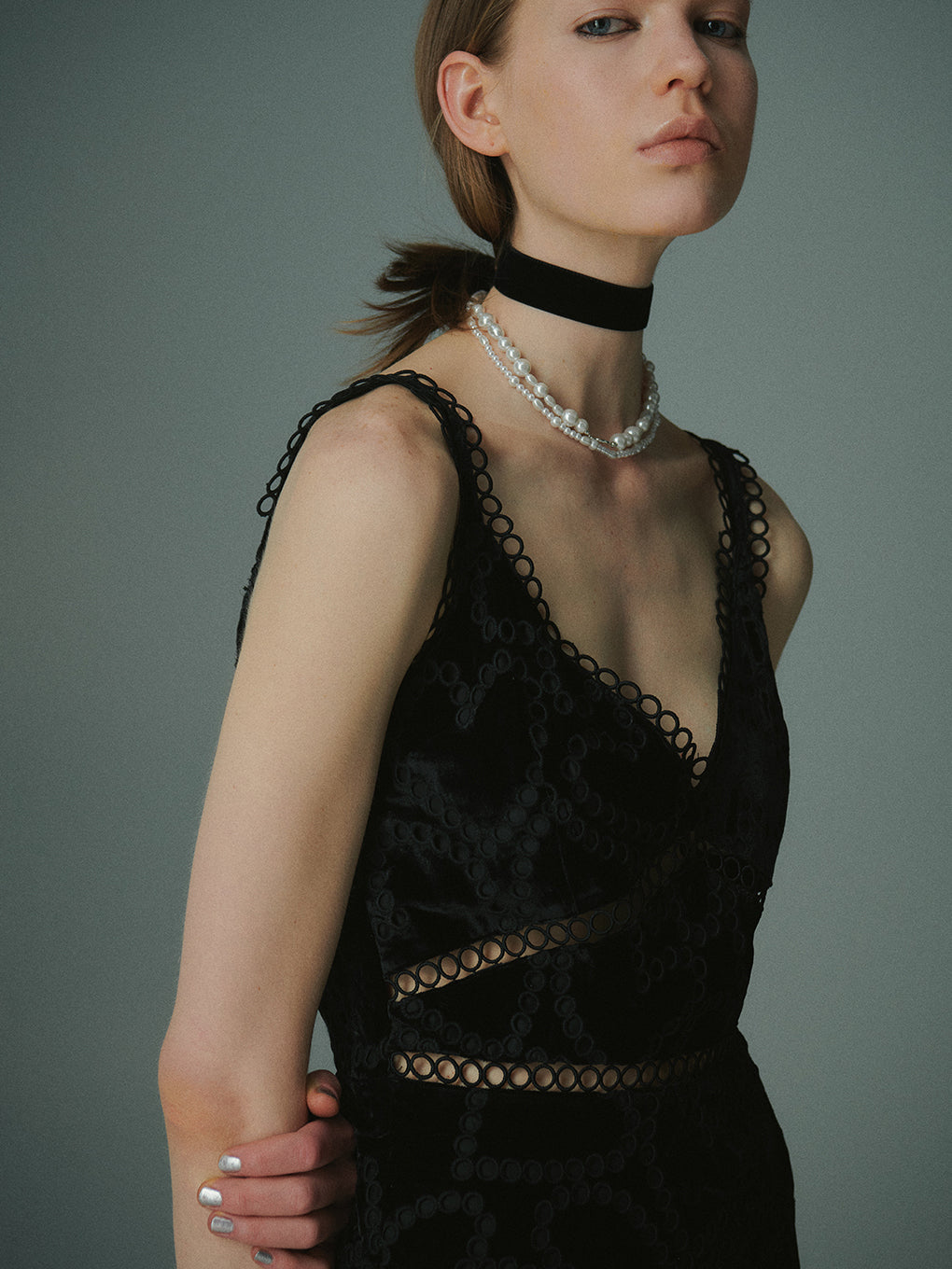 UND HEART EMBROIDERY CAMI DRESS