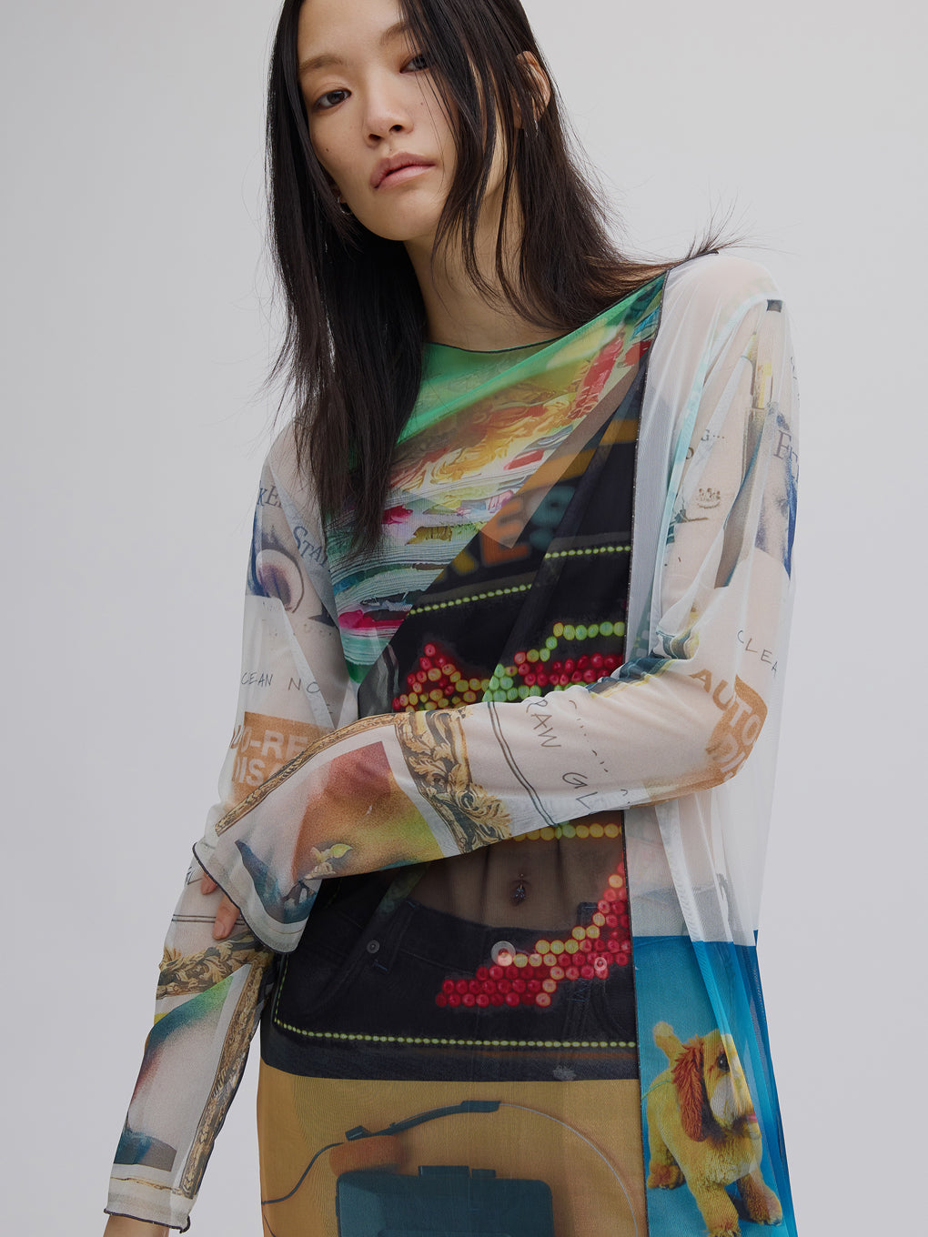 2WAY EMOTIONAL COLLAGE SHEER TOP