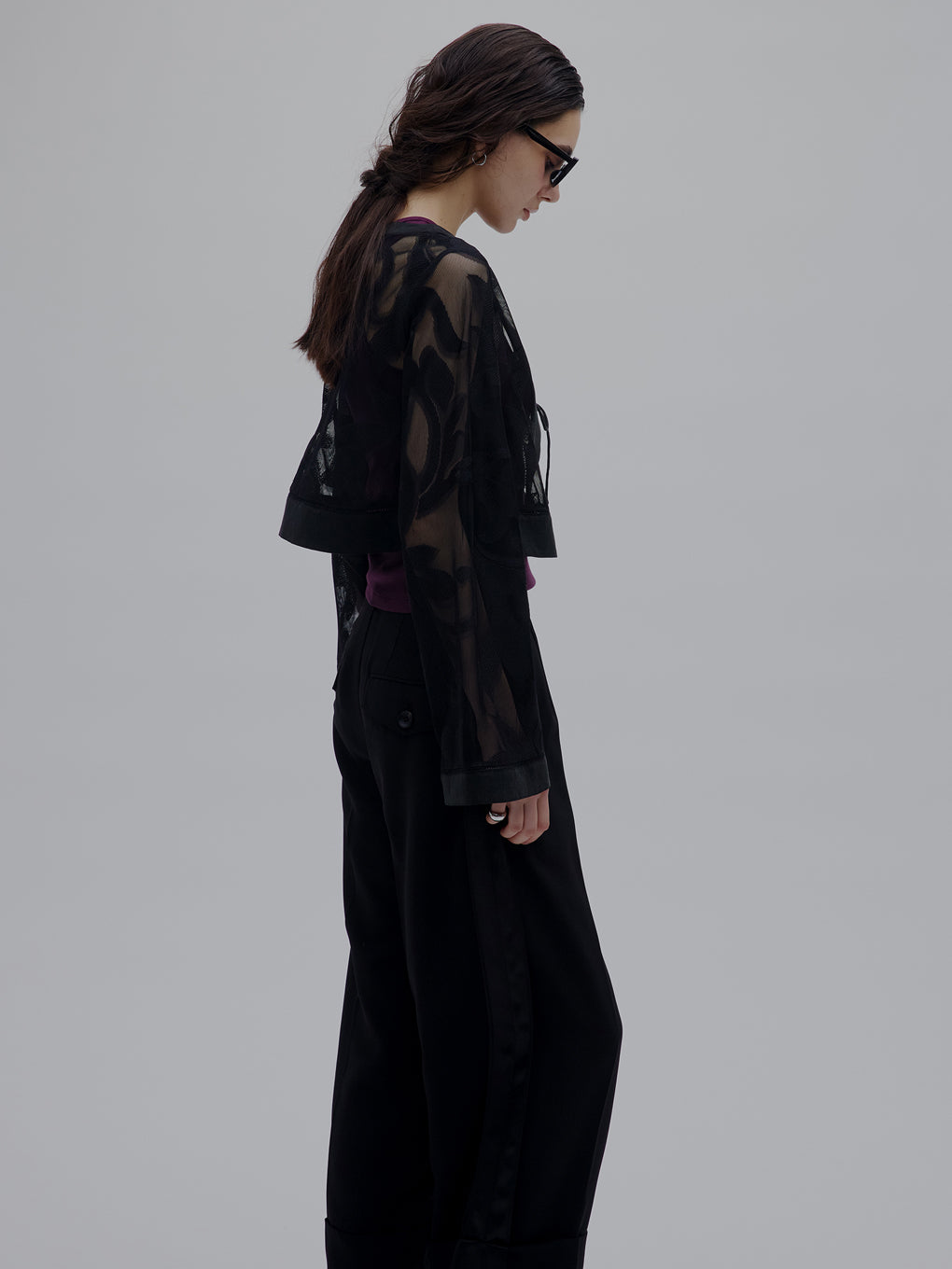 MEDI SHEER DAMASK JACQUARD BLOUSE