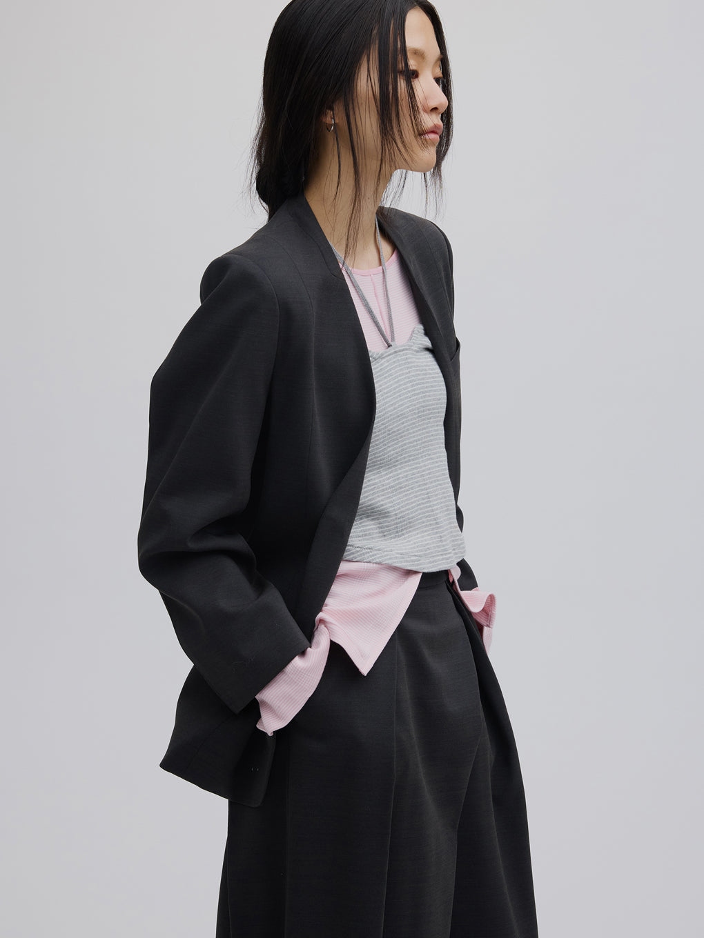 DRY TWILL COLLARLESS JACKET