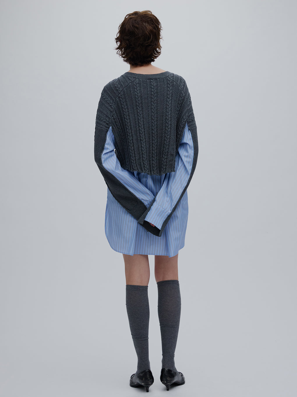 CABLE KNIT DOCKING SHIRT TOP